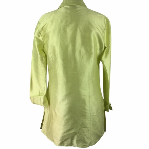 Chico's 100% Green Silk Tunic Jacket, Size XS - Picture 2 of 6